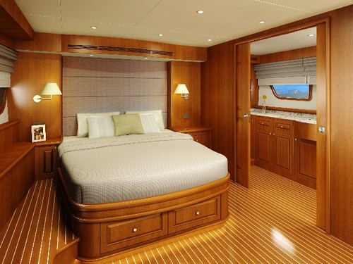Typical master stateroom aboard the latest Grand Banks 53 Aleutian RP is fit for, well, the master of course. - Grand Banks new release © Grand Banks http://www.rmarine.com.au